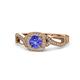 1 - Amy Desire 1.17 ctw Tanzanite Round (6.50 mm) & Natural Diamond Round (1.10 mm) Swirl Halo Engagement Ring 