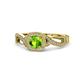 1 - Amy Desire 1.35 ctw Peridot Round (6.50 mm) & Natural Diamond Round (1.10 mm) Swirl Halo Engagement Ring 