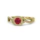 1 - Amy Desire 1.20 ctw Ruby Round (6.00 mm) & Natural Diamond Round (1.10 mm) Swirl Halo Engagement Ring 