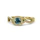 1 - Amy Desire 1.25 ctw Blue Diamond Round (6.50 mm) & Natural Diamond Round (1.10 mm) Swirl Halo Engagement Ring 