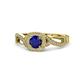 1 - Amy Desire 1.40 ctw Blue Sapphire Round (6.00 mm) & Natural Diamond Round (1.10 mm) Swirl Halo Engagement Ring 