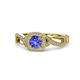 1 - Amy Desire 1.17 ctw Tanzanite Round (6.50 mm) & Natural Diamond Round (1.10 mm) Swirl Halo Engagement Ring 