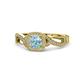 1 - Amy Desire 1.12 ctw Aquamarine Round (6.50 mm) & Natural Diamond Round (1.10 mm) Swirl Halo Engagement Ring 