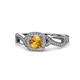 1 - Amy Desire 1.12 ctw Citrine Round (6.50 mm) & Natural Diamond Round (1.10 mm) Swirl Halo Engagement Ring 