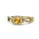 1 - Amy Desire 1.12 ctw Citrine Round (6.50 mm) & Natural Diamond Round (1.10 mm) Swirl Halo Engagement Ring 