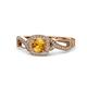 1 - Amy Desire 1.12 ctw Citrine Round (6.50 mm) & Natural Diamond Round (1.10 mm) Swirl Halo Engagement Ring 