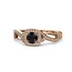 1 - Amy Desire 1.25 ctw Black Diamond Round (6.00 mm) & Natural Diamond Round (1.10 mm) Swirl Halo Engagement Ring 