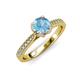 4 - Aziel Desire Blue Topaz and Diamond Solitaire Plus Engagement Ring 