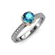 4 - Aziel Desire London Blue Topaz and Diamond Solitaire Plus Engagement Ring 