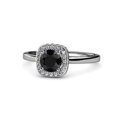 Alaina Signature Black and White Diamond Halo Engagement Ring ctw Round Black and White Diamond Womens Halo Engagement Ring K White Gold