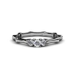 Twyla ctw Natural Diamond Women Three Stone Engagement Ring ctw Natural Diamond Women Three Stone Bamboo Ring in Platinum