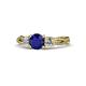 1 - Alika Signature Blue Sapphire and Diamond Three Stone Engagement Ring 