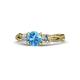 1 - Alika Signature Blue Topaz and Diamond Three Stone Engagement Ring 