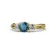 1 - Alika Signature London Blue Topaz and Diamond Three Stone Engagement Ring 