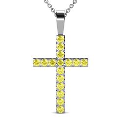 Aja Yellow Sapphire Cross Pendant Yellow Sapphire Womens Cross Pendant Necklace ctw K White GoldIncluded Inches K White Gold Chain