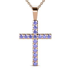 Aja Tanzanite Cross Pendant Tanzanite Womens Cross Pendant Necklace ctw K Rose GoldIncluded Inches K Rose Gold Chain