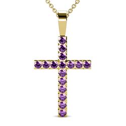 Aja Amethyst Cross Pendant Amethyst Womens Cross Pendant Necklace ctw K Yellow GoldIncluded Inches K Yellow Gold Chain