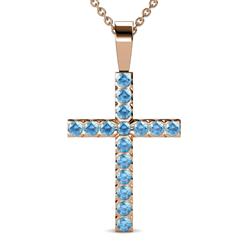 Aja Blue Topaz Cross Pendant Blue Topaz Womens Cross Pendant Necklace ctw K Rose GoldIncluded Inches K Rose Gold Chain