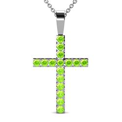 Aja Peridot Cross Pendant Peridot Womens Cross Pendant Necklace ctw K White GoldIncluded Inches K White Gold Chain