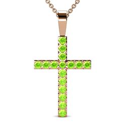 Aja Peridot Cross Pendant Peridot Womens Cross Pendant Necklace ctw K Rose GoldIncluded Inches K Rose Gold Chain