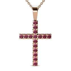 Aja Rhodolite Garnet Cross Pendant Rhodolite Garnet Womens Cross Pendant Necklace ctw K Rose GoldIncluded Inches K Rose Gold Chain