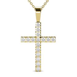 Aja White Sapphire Cross Pendant White Sapphire Womens Cross Pendant Necklace ctw K Yellow GoldIncluded Inches K Yellow Gold Chain