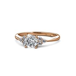 Eve Signature Diamond Engagement Ring Diamond Solitaire with Side Diamond ctw Womens Engagement Ring K Rose Gold
