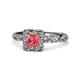 1 - Allene Signature Princess Cut Halo Engagement Ring 