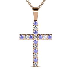 Aja Tanzanite and Diamond Cross Pendant Tanzanite and Diamond Womens Cross Pendant Necklace ctw K Rose GoldIncluded Inches K Rose Gold Chain