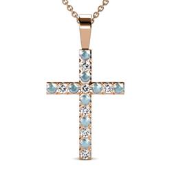 Aja Aquamarine and Diamond Cross Pendant Aquamarine and Diamond Womens Cross Pendant Necklace ctw K Rose GoldIncluded Inches K Rose Gold Chain