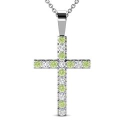 Aja Peridot and Diamond Cross Pendant Peridot and Diamond Womens Cross Pendant Necklace ctw K White GoldIncluded Inches K White Gold Chain