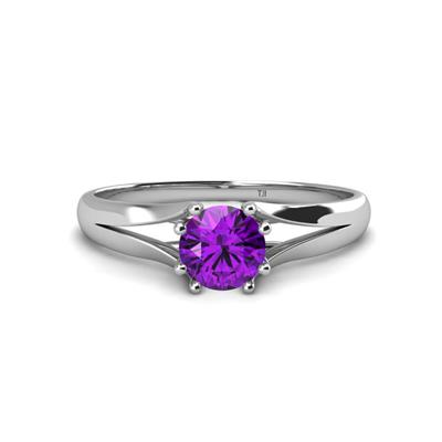 Flora Round Amethyst Solitaire Engagement Ring