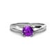 1 - Flora 6.50 mm Round Amethyst Solitaire Engagement Ring 