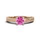 1 - Kaelan 6.00 mm Round Lab Created Pink Sapphire Solitaire Engagement Ring 