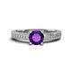 1 - Kaelan 6.50 mm Round Amethyst Solitaire Engagement Ring 