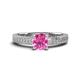 1 - Kaelan 6.00 mm Round Lab Created Pink Sapphire Solitaire Engagement Ring 