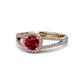 1 - Aylin Ruby and Diamond Halo Engagement Ring 