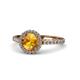 1 - Abeni 1.25 ctw (6.50 mm) Round Citrine and Diamond Halo Engagement Ring   