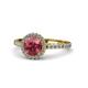 1 - Abeni 1.38 ctw (6.50 mm) Round Rhodolite Garnet and Diamond Halo Engagement Ring   