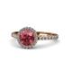 1 - Abeni 1.38 ctw (6.50 mm) Round Rhodolite Garnet and Diamond Halo Engagement Ring   