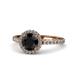 1 - Abeni 1.38 ctw (6.00 mm) Round Black Diamond and Diamond Halo Engagement Ring 