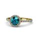 1 - Abeni 1.33 ctw (6.50 mm) Round London Blue Topaz and Diamond Halo Engagement Ring   