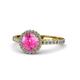 1 - Abeni 1.33 ctw (6.00 mm) Round Pink Sapphire and Diamond Halo Engagement Ring 