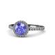 1 - Abeni 1.30 ctw (6.50 mm) Round Tanzanite and Diamond Halo Engagement Ring   