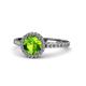 1 - Abeni 1.48 ctw (6.50 mm) Round Peridot and Diamond Halo Engagement Ring   