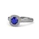 1 - Hain Blue Sapphire and Diamond Halo Engagement Ring 