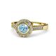 1 - Ara Aquamarine and Diamond Halo Engagement Ring 