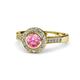 1 - Ara Pink Tourmaline and Diamond Halo Engagement Ring 