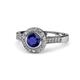 1 - Ara Blue Sapphire and Diamond Halo Engagement Ring 