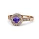 1 - Ara Iolite and Diamond Halo Engagement Ring 